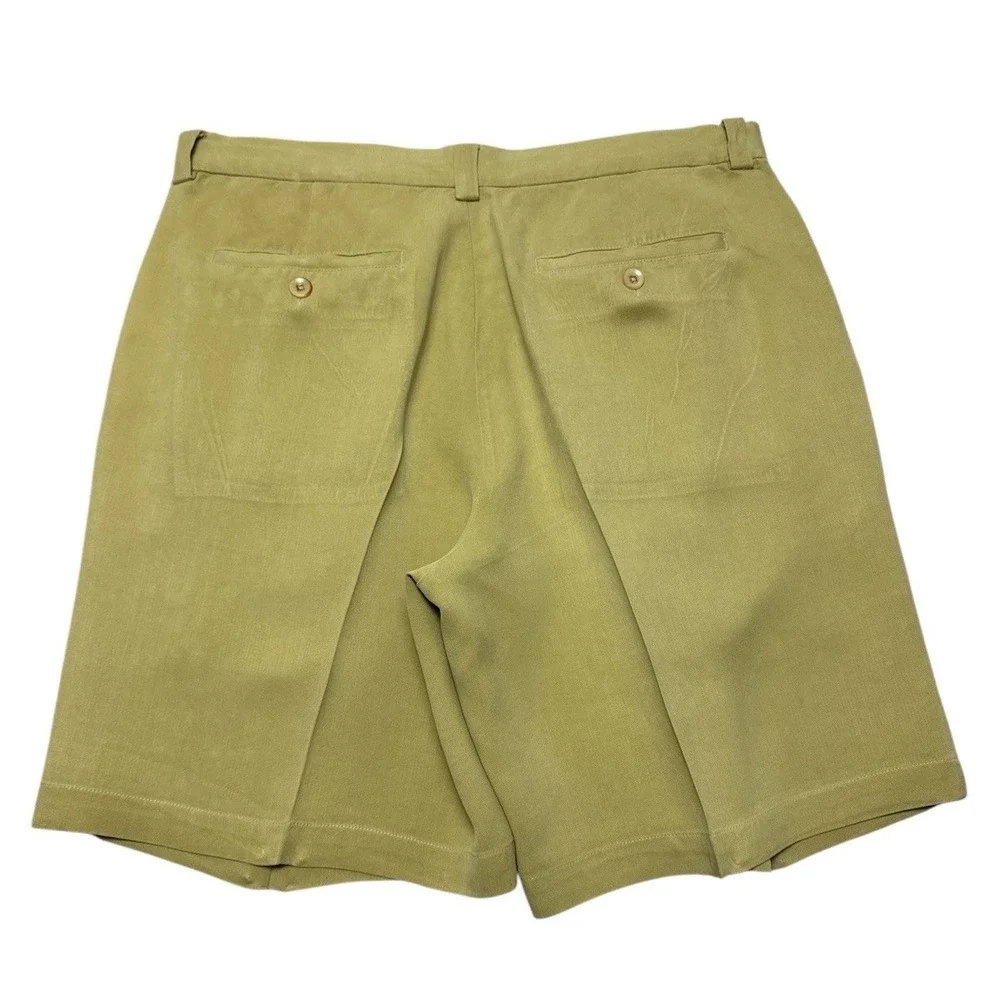 Tommy Bahama Men's 100% Silk Pleated Shorts – Mustard Yellow,‎ Size 33